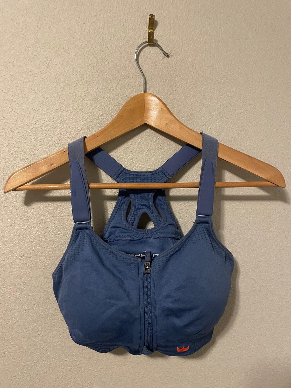 SHEFIT Ultimate Sports Bra Size Luxe Blue Zip Front Adjustable High Impact